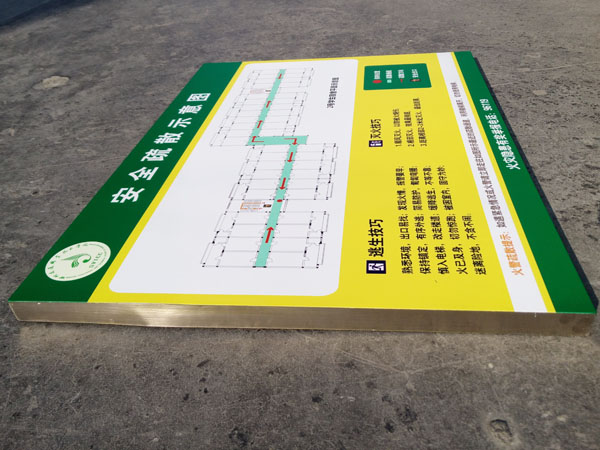 學(xué)校安全疏散示意圖不銹鋼平板噴繪制作